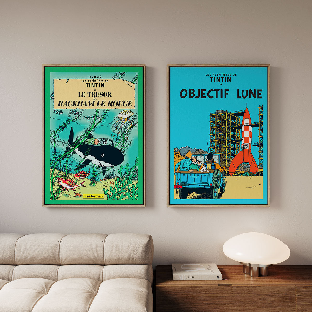 Canvas Print with Floating Frame – Tintin – Objectif Lune