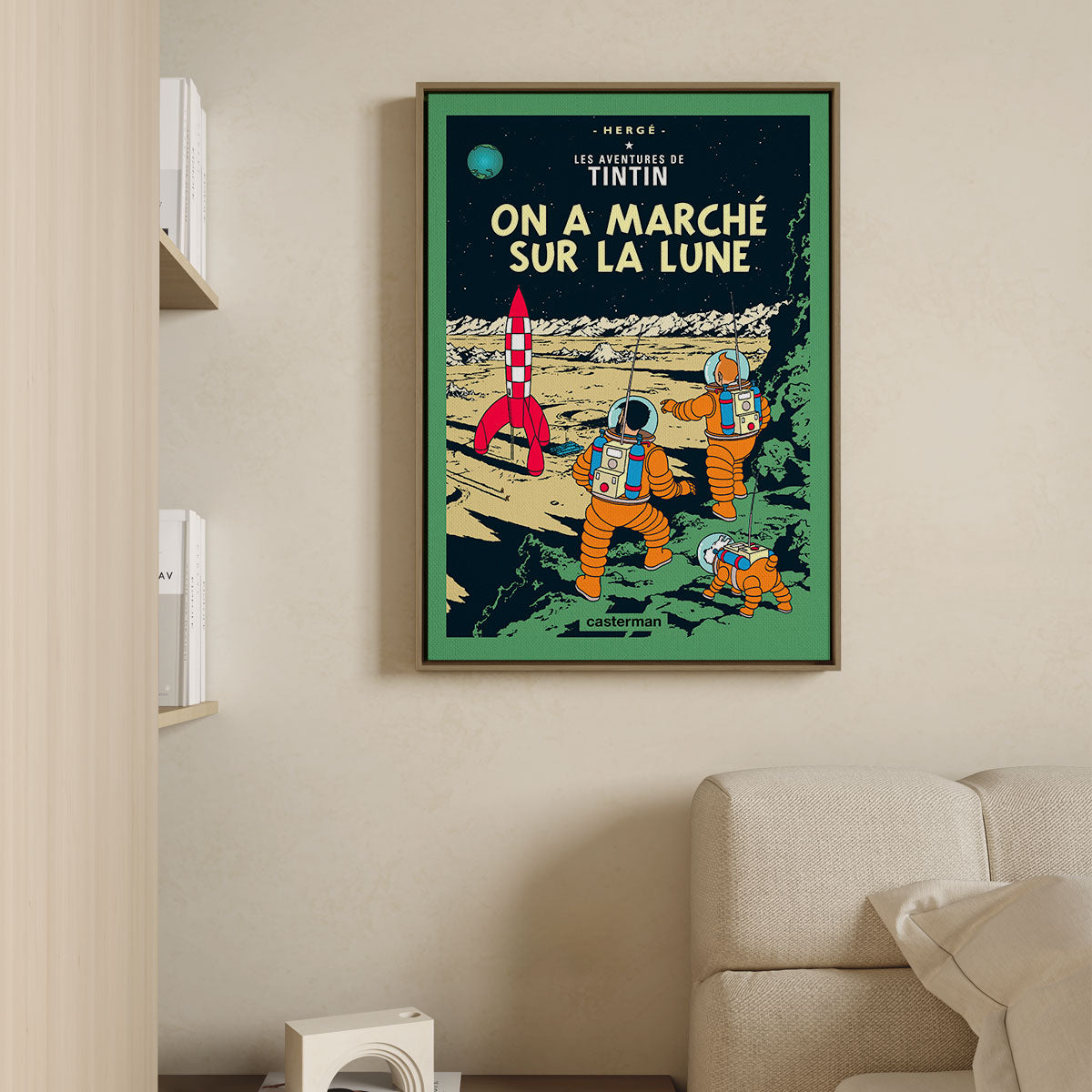 Canvas Print with Floating Frame – Tintin – On a marché sur la Lune
