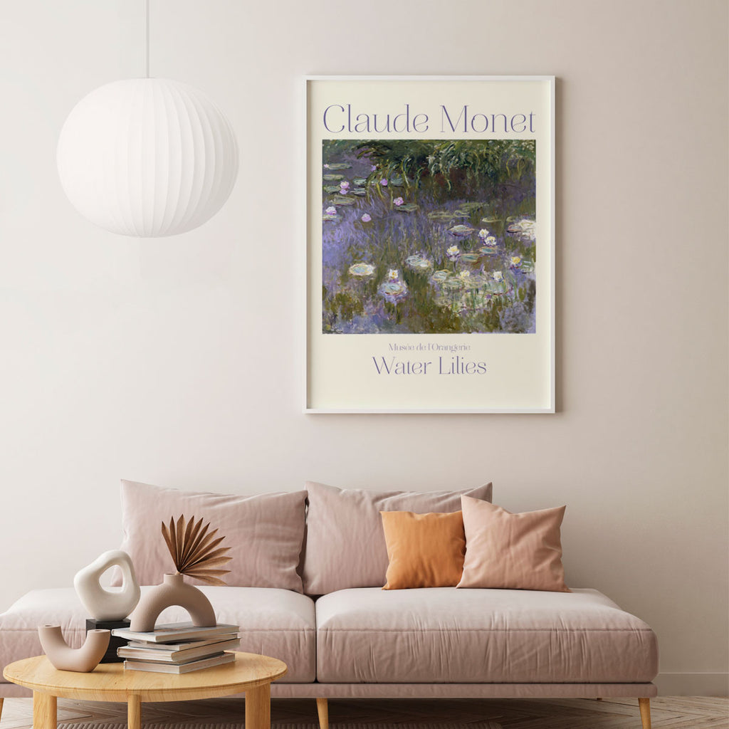 Claude Monet – Water Lilies – framed and displayed on a wall