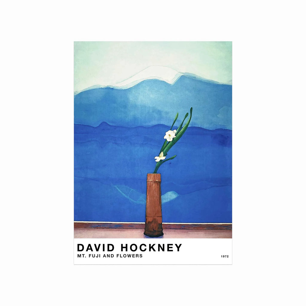 David Hockney – Mount Fuji and Flowers art poster