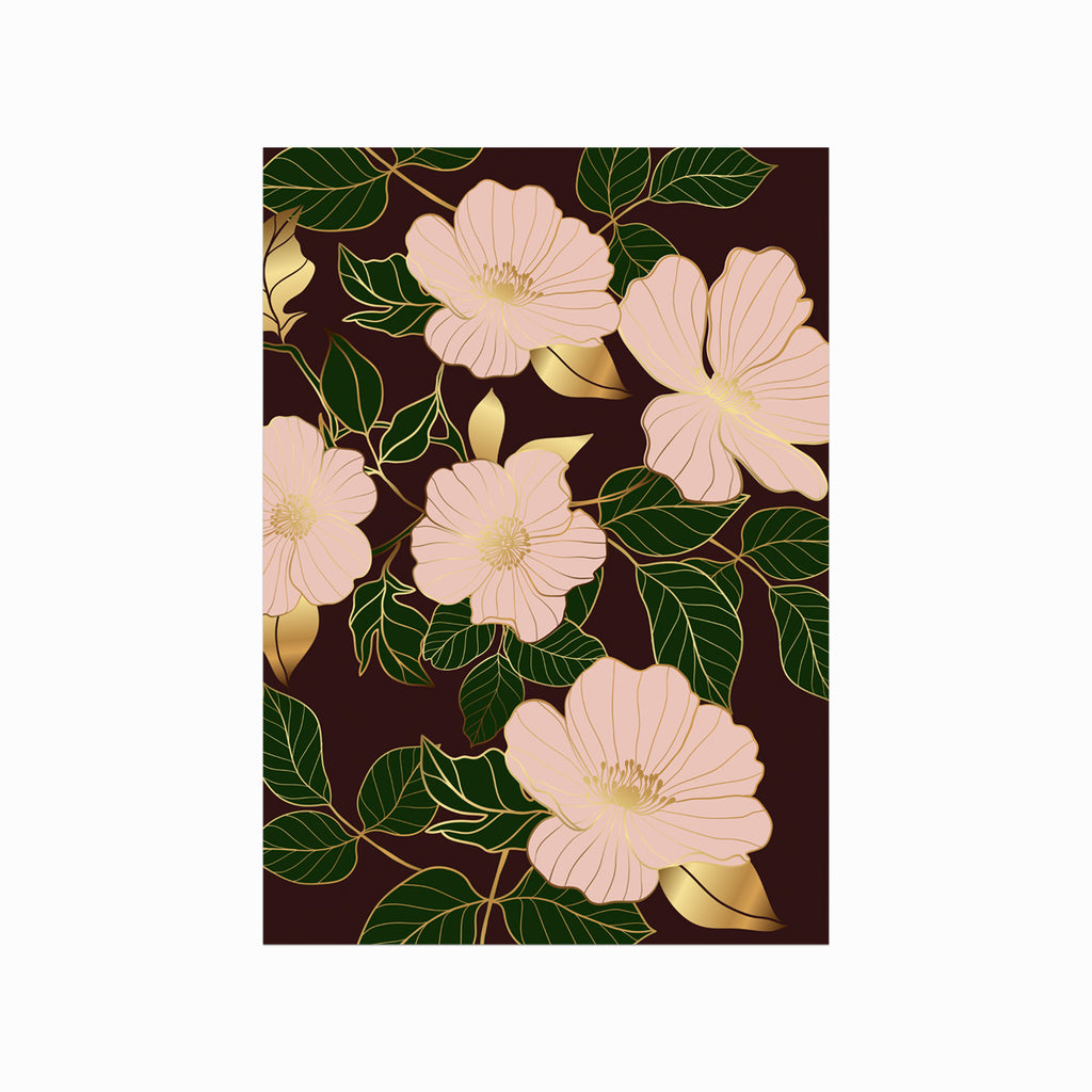 Golden flowers art poster