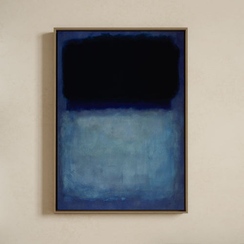 Canvas Print with Floating Frame – Mark Rothko (Black, white, blue on blue)