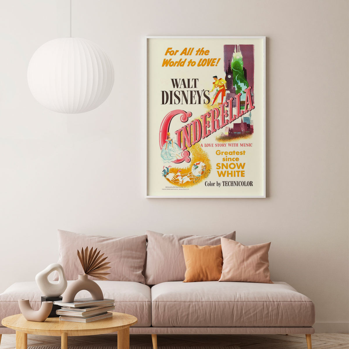 Cinderella movie poster shown framed on a wall