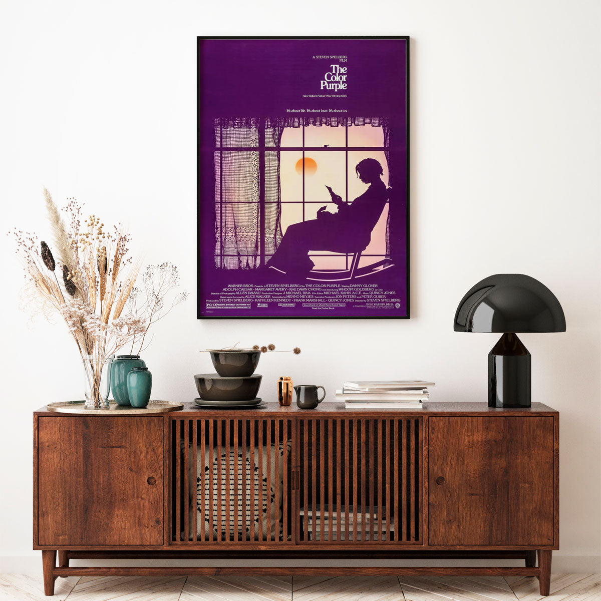 The Color Purple movie poster shown framed on a wall
