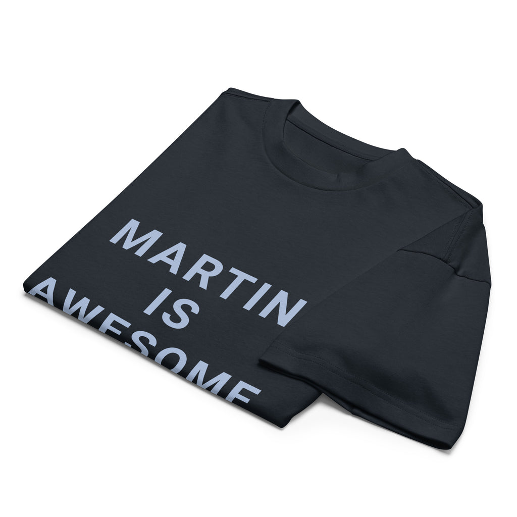 Is awesome (Navy Blue) – framed and displayed on a wall