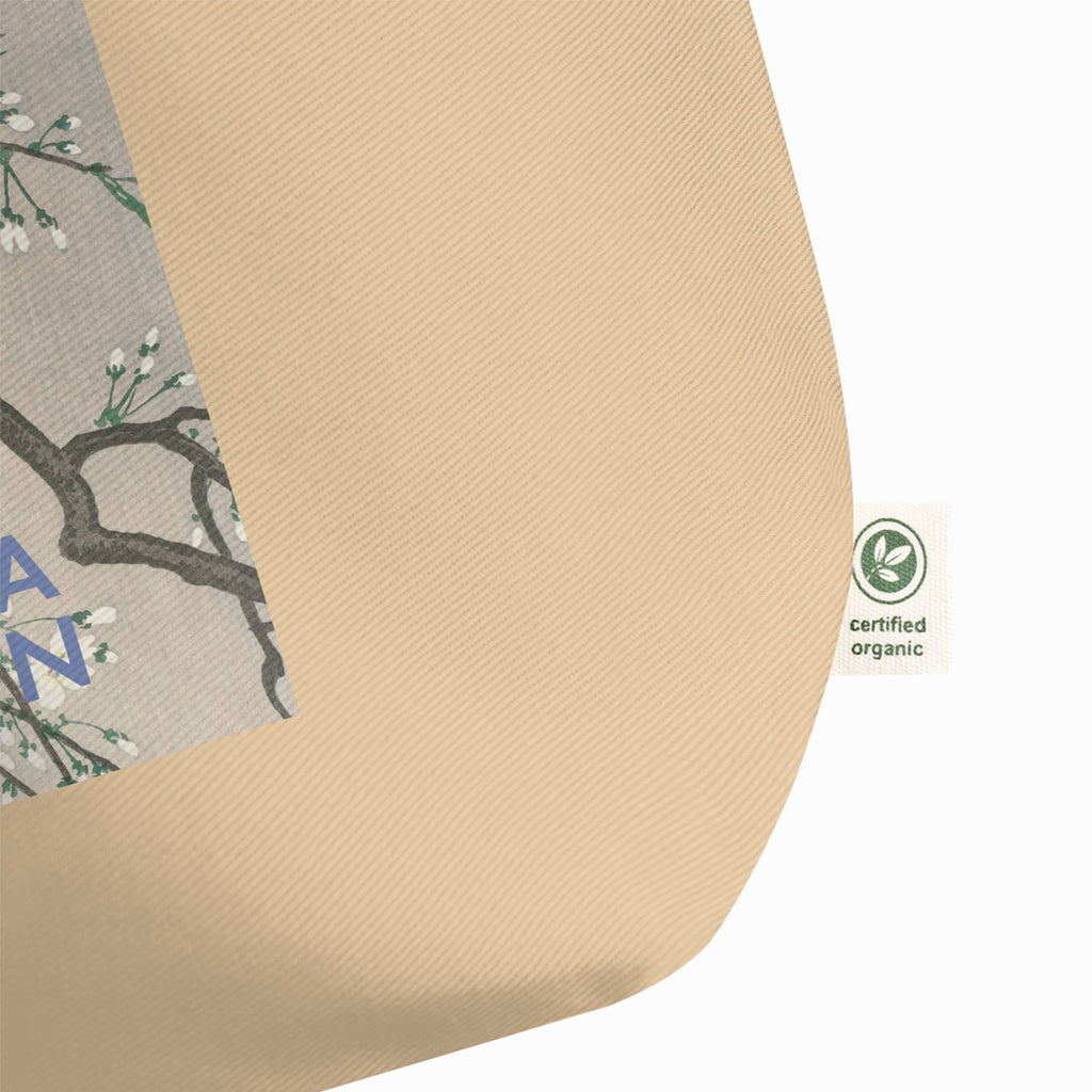 Organic Cotton Tote Bag – Ohara Koson (Birds on a Cherry Branch) – in-use lifestyle photo